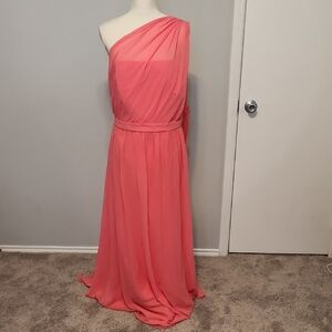 Alfred Angelo Pink Asymmetrical Ruched One-Shoulder Dress